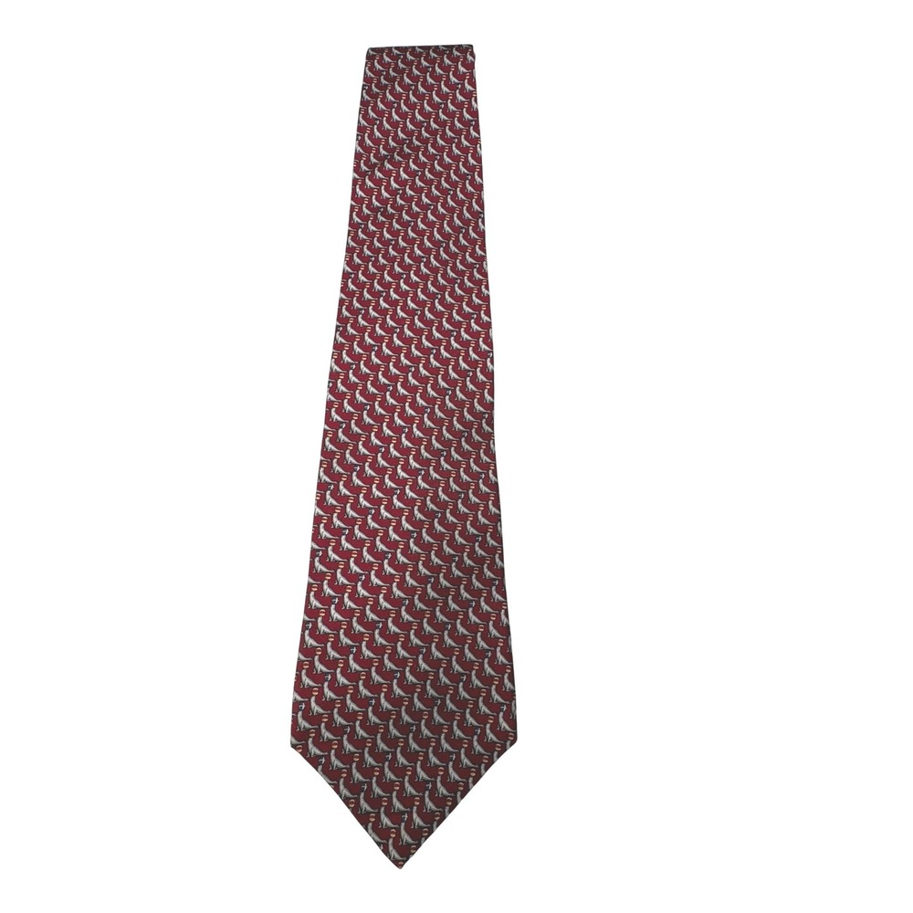 Museum Artifacts Mens Silk Tie Red Seal Novelty Animal Print Handmade Necktie